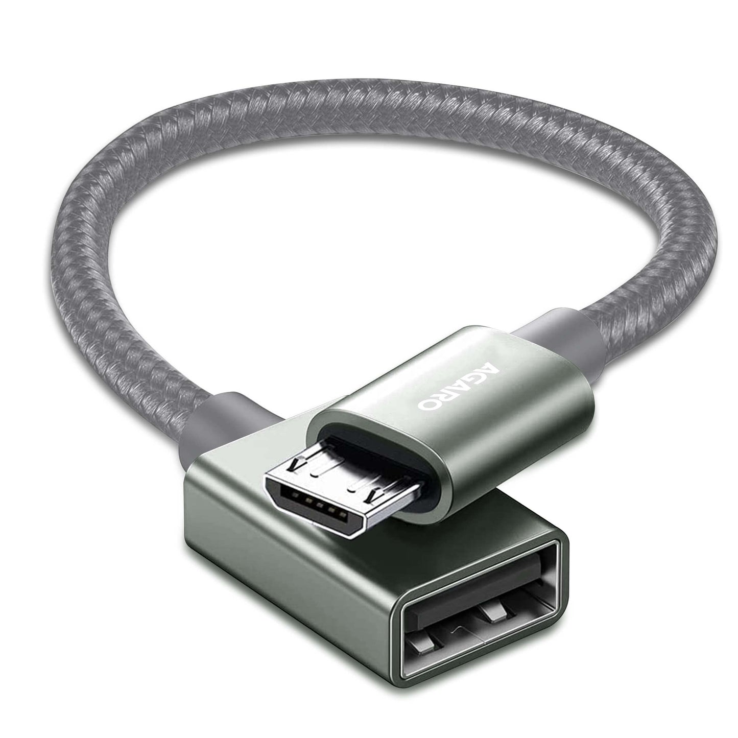 AGARO Micro USB to USB A Female OTG Adapter- (Metallic Grey)
