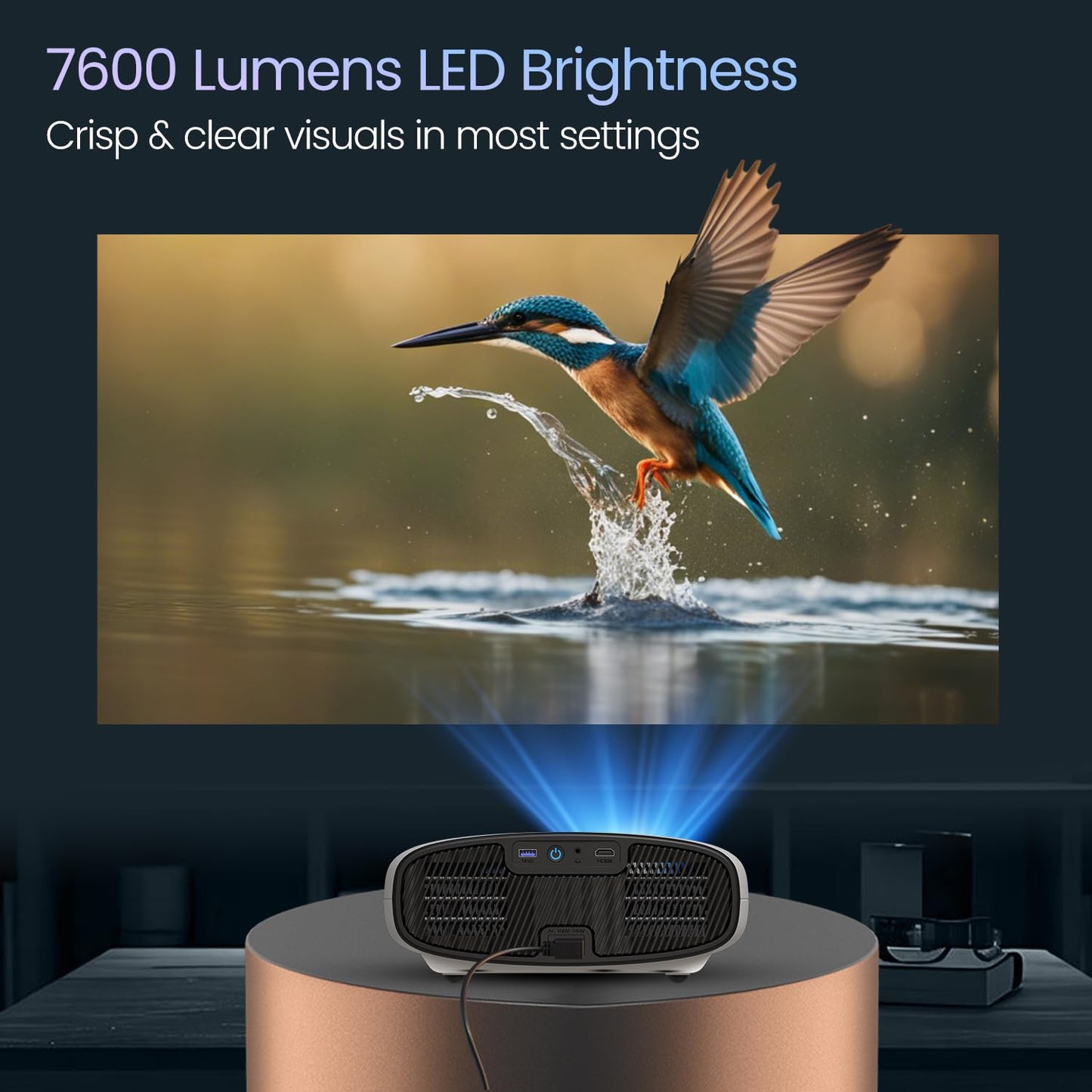 (Open Box) Portronics Beem 440 Smart LED Projector with 720p HD Resolution, Rotatable Design, Built-in Streaming Apps (Netflix, Prime Video, Hotstar), 2000 Lumens, Screen Mirroring, 3 Watts Speaker (White)