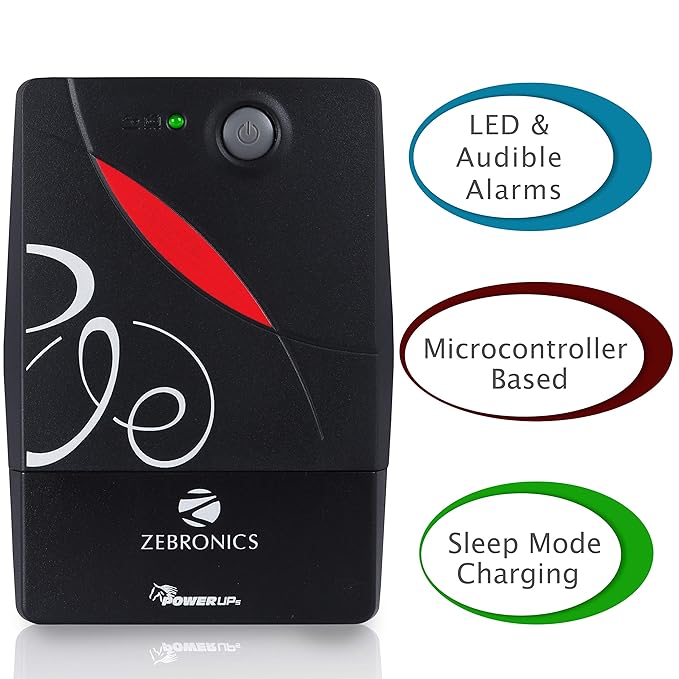 (Open Box) ZEBRONICS Zeb-U725 600VA UPS for Desktop/PC/Computers (not for Routers) with Automatic Voltage Regulation, Black