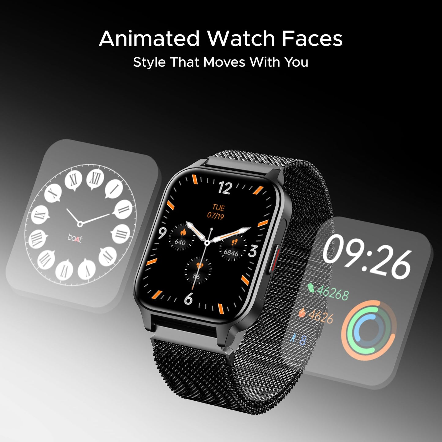 (Open Box) boAt Wave Call 2 Plus Smart Watch w/Bilingual Support (Hindi/English), 1.96”(4.97 cm) HD Display, BT Calling, 100+Sports Modes, Animated Watch Faces, Voice Assistant(Metal Black)