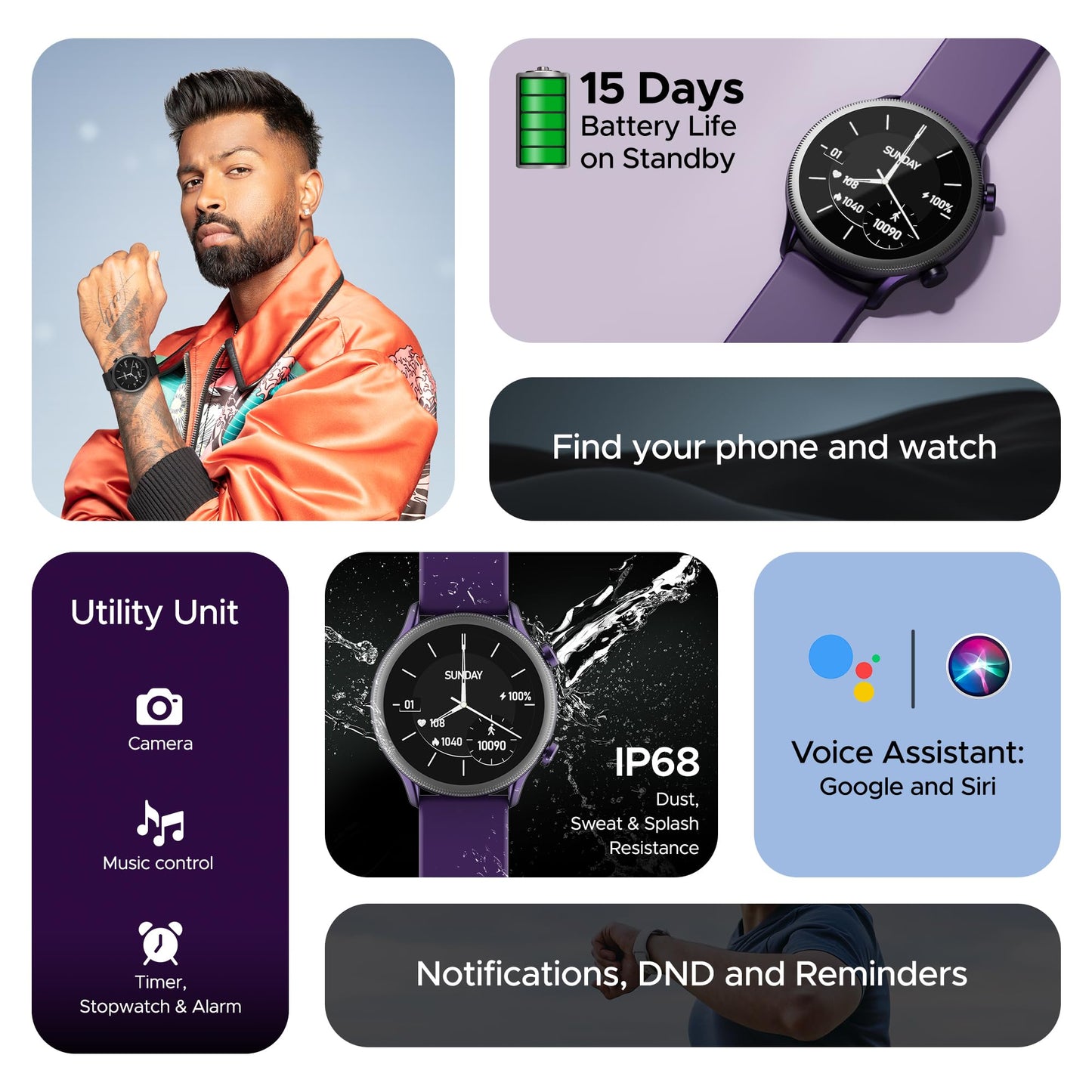 (Without box)boAt Lunar Orb w/ 1.45" (3.6 cm) AMOLED Display, BT Calling, DIY Watch Face Studio, Coins, Crest App Health Ecosystem, Live Cricket & Football Scores, IP67, Smart Watch for Men & Women(Active Black)