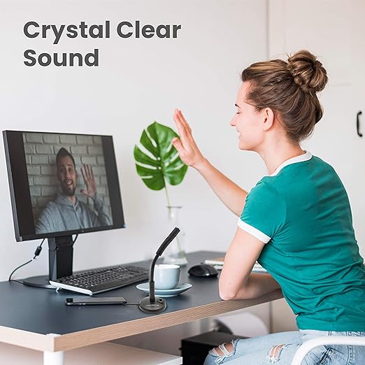 (Open Box) Zebronics ZEB-SM600 PRO Auxiliary Omnidirectional Desktop Microphone, 3.5 Mm Connector, Flexible Design, 2 Meter Braided Cable, Mic ON Off Option, Clear Audio Recording and Plug Play Usage (Black)