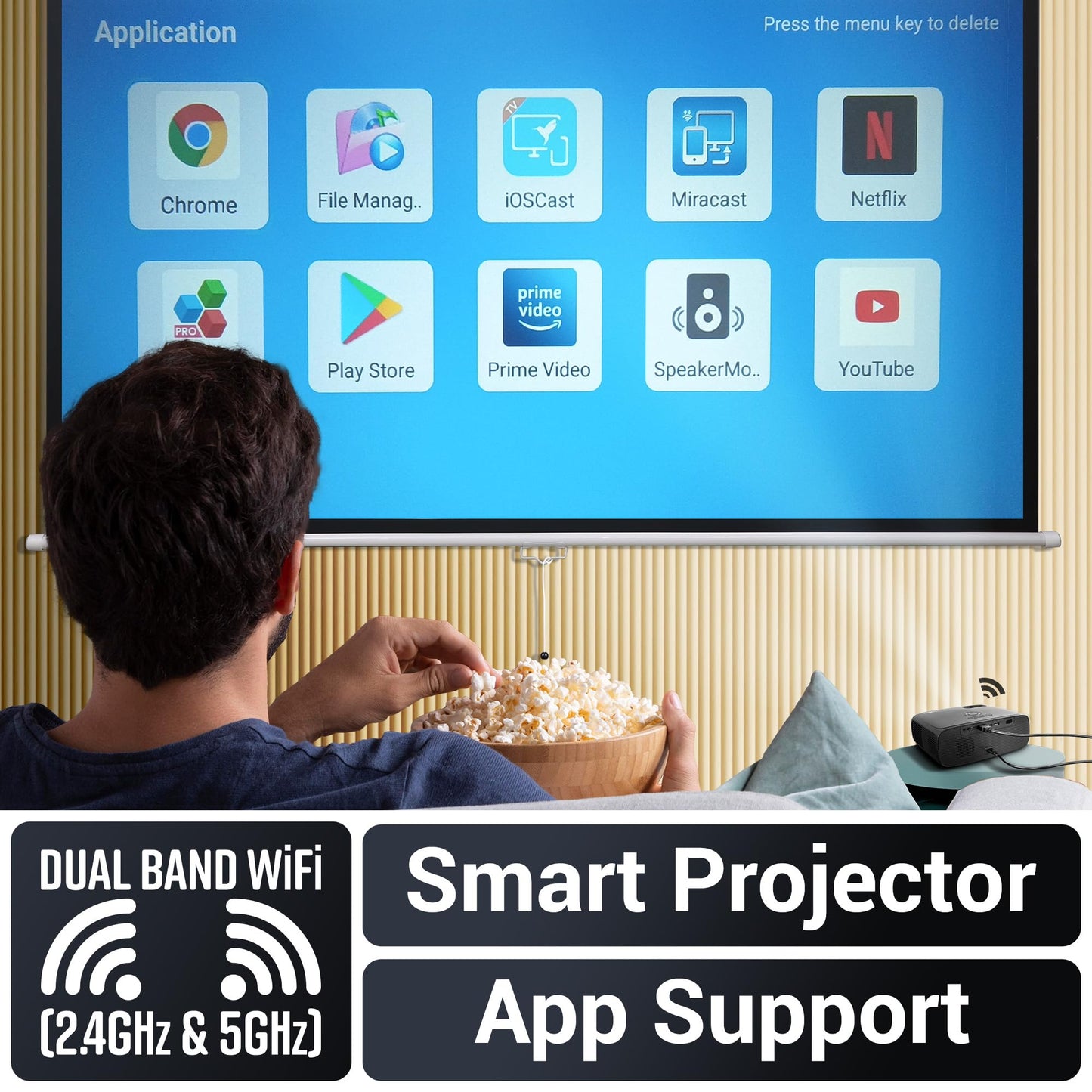 (Open Box) ZEBRONICS PIXAPLAY 15 Smart LED Projector with Dolby Audio, 5500 lumens, 4K Support, 180 Inch Screen Size, Supports Miracast, Bluetooth, USB, HDMI, WiFi, APP Support, 1080p Native