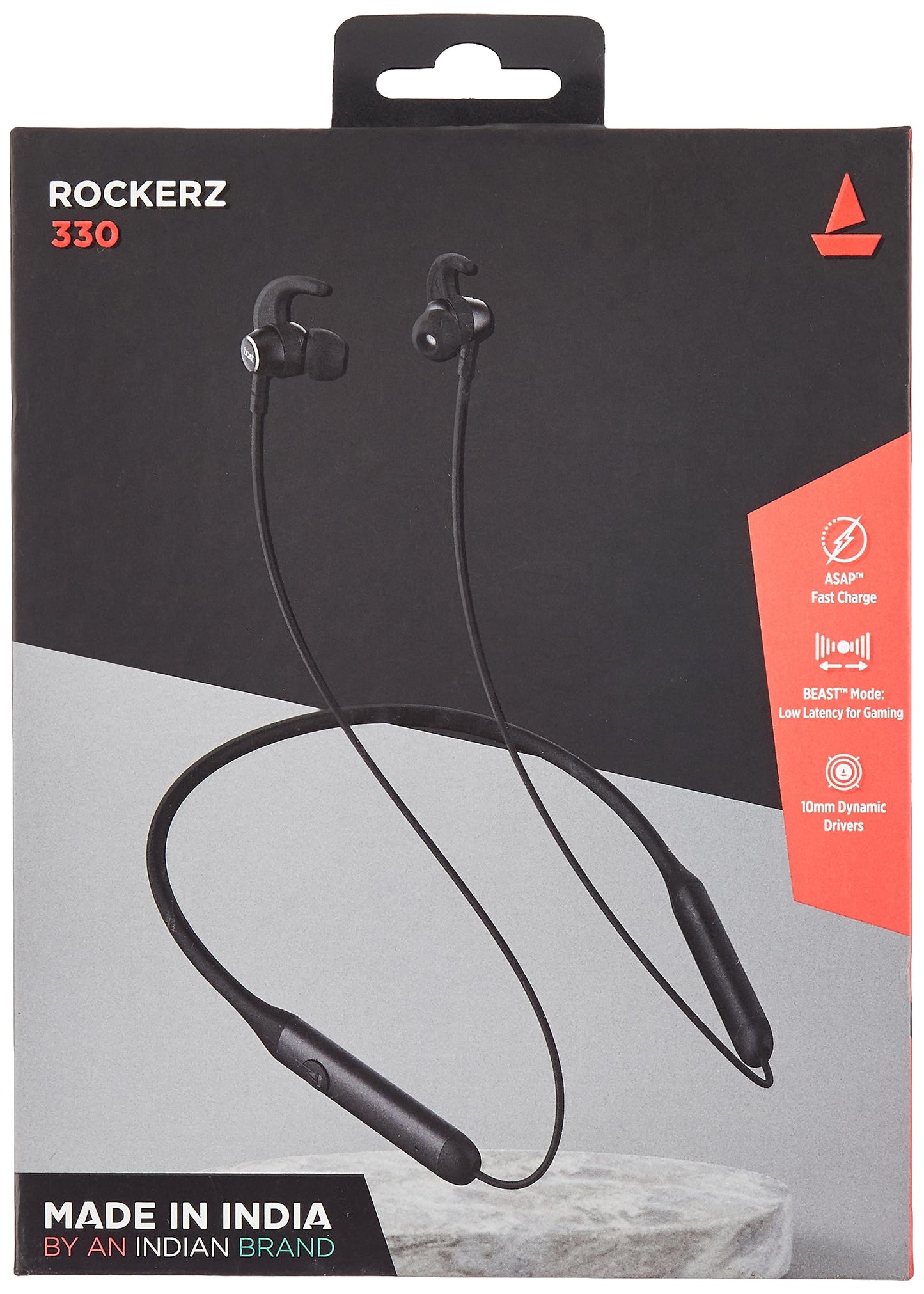 (Without Box)boAt Rockerz 330 in-Ear Bluetooth Neckband with Upto 30 Hours Playtime, ASAP Charge, Signature Sound, Dual Pairing & IPX5 with Mic (Active Black)