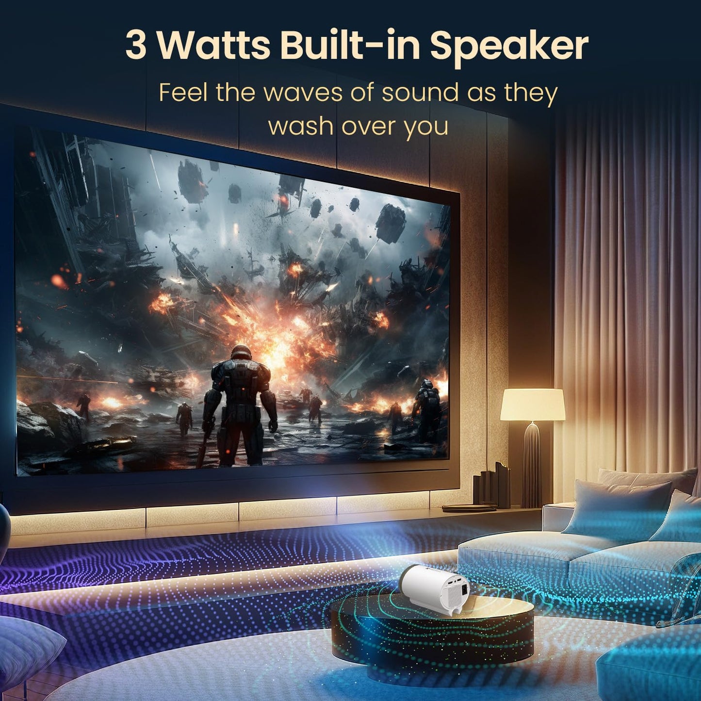 (Open Box) Portronics Beem 440 Smart LED Projector with 720p HD Resolution, Rotatable Design, Built-in Streaming Apps (Netflix, Prime Video, Hotstar), 2000 Lumens, Screen Mirroring, 3 Watts Speaker (White)