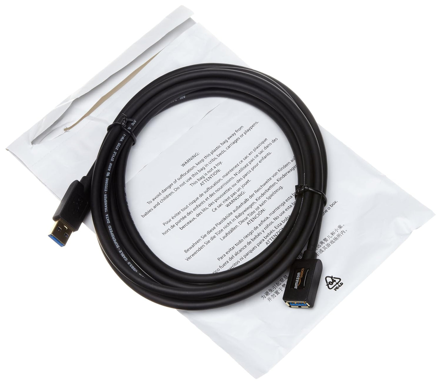 (Open Box) AmazonBasics USB 3.0 Extension Cable - A-Male to A-Female - 3.3 Feet (1 Meter),Black