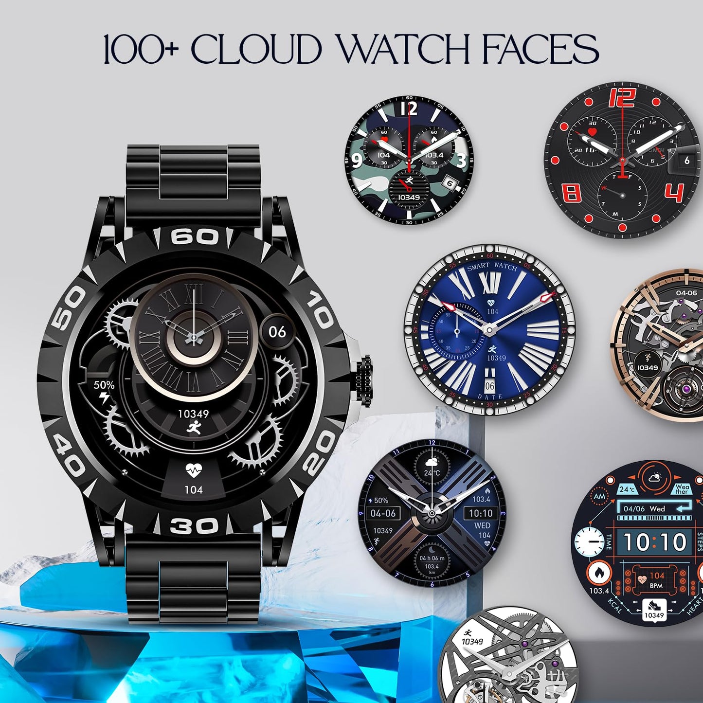 (Open Box) boAt Enigma Z30 w/ 1.39" (3.5 cm) HD Display, Bluetooth Calling,Luxurious Metal Body, HR&SpO2Monitoring, Functional Crown, Widget Control, 100+ Cloud Watch Faces, IP67(Classic Silver)