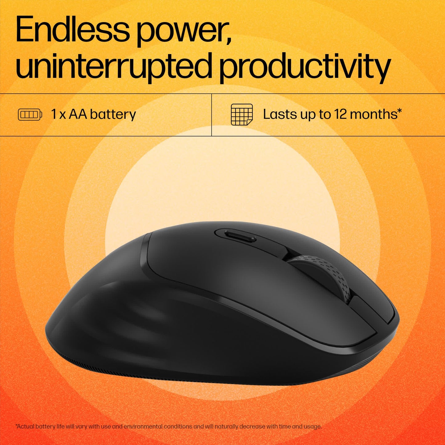 (OPEN BOX) HP M120 Wireless Mouse, USB-A Nano Dongle, 2.4 Ghz Wireless Connection, 6 Buttons, Up to 1600 Dpi, Optical Sensor, Ergonomic Design, 12-Month Battery Life, 3-Year Warranty, 60G±5%, Black, 7J4G4Aa