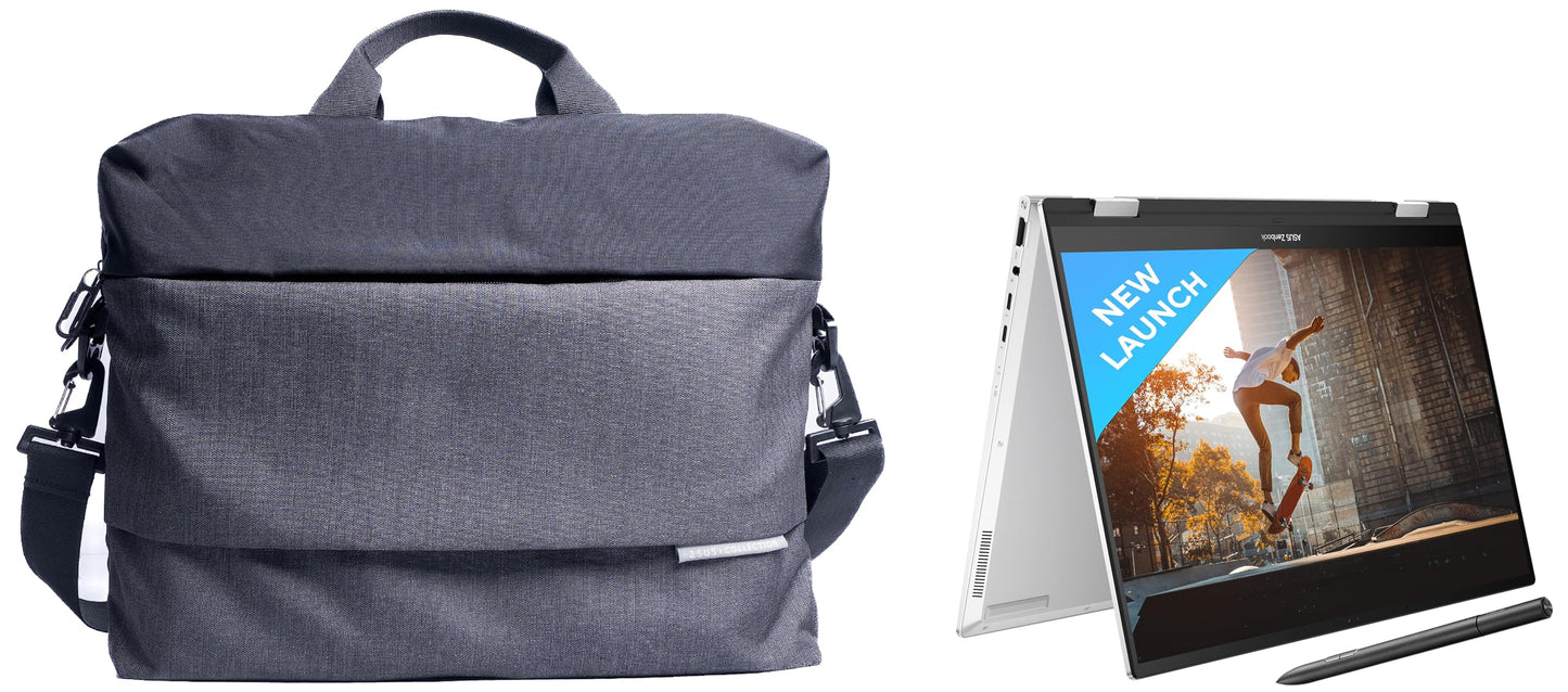 (Brand Refurbished) ASUS Zenbook 14 Flip OLED (2023), Intel Core Evo I7-1360P 13Th Gen, 14" (35.56 Cm) 2.8K 90Hz OLED, (16Gb Ram & 1Tb Ssd), Up3404Va-Kn753Ws Eos 2 Messenger Bag (Black) - Windows