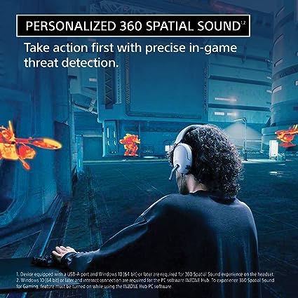(OPEN BOX)Sony INZONE H3, MDR-G300 Wired Gaming Headset, Over-Ear Headphones with 360 Spatial Sound, USB Wired Over-Ear Professional + USB Connector, flip to Mute mic, App Support & PC Compatible (White)