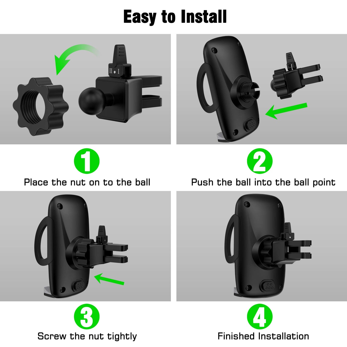 (Open Box) ELV Car Mount Adjustable Car Phone Holder Universal Long Arm, Windshield for Smartphones - Black