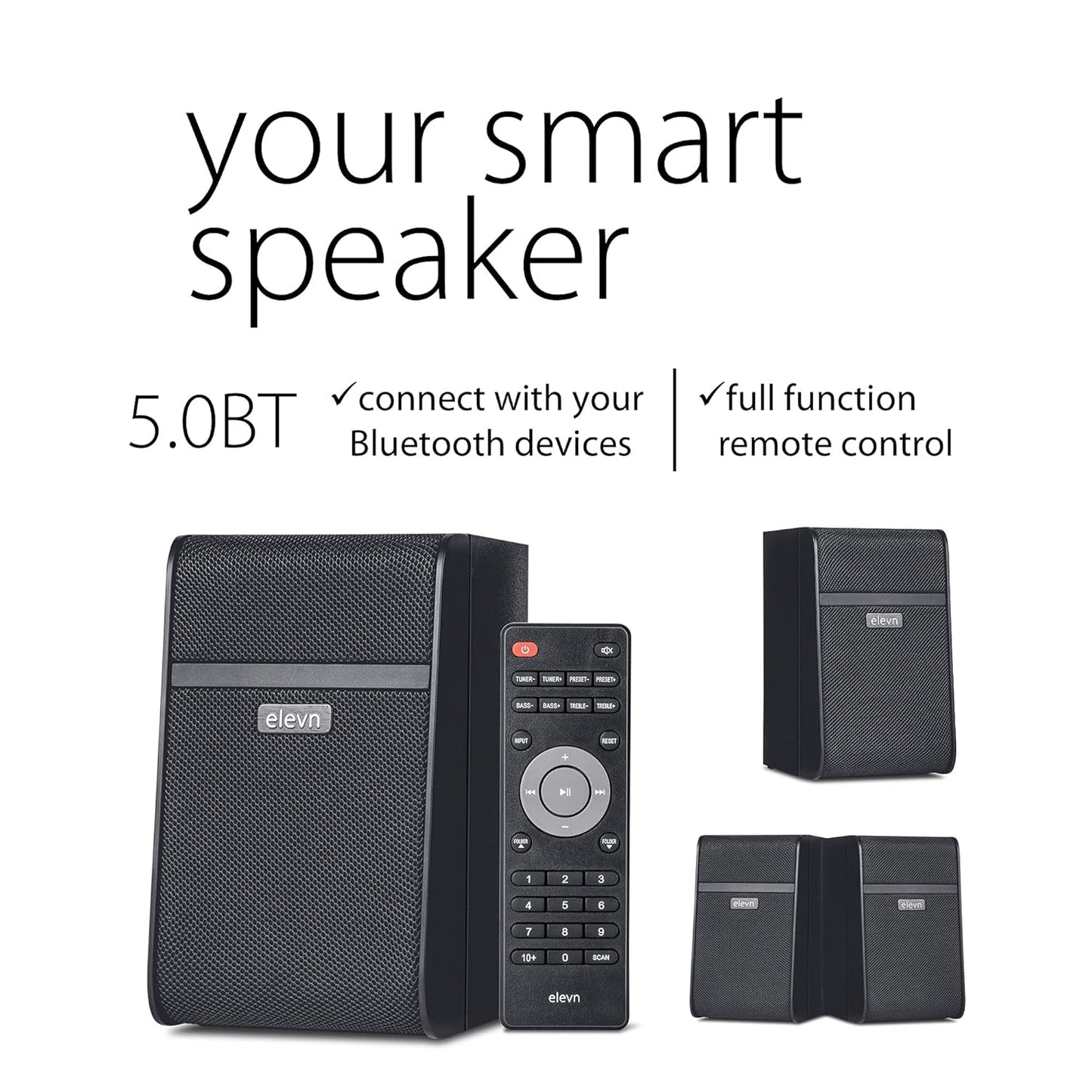 (Open Box) elevn Aura 120W 4.1 Channel Wireless, USB, Auxiliary, Bluetooth Subwoofer - Black