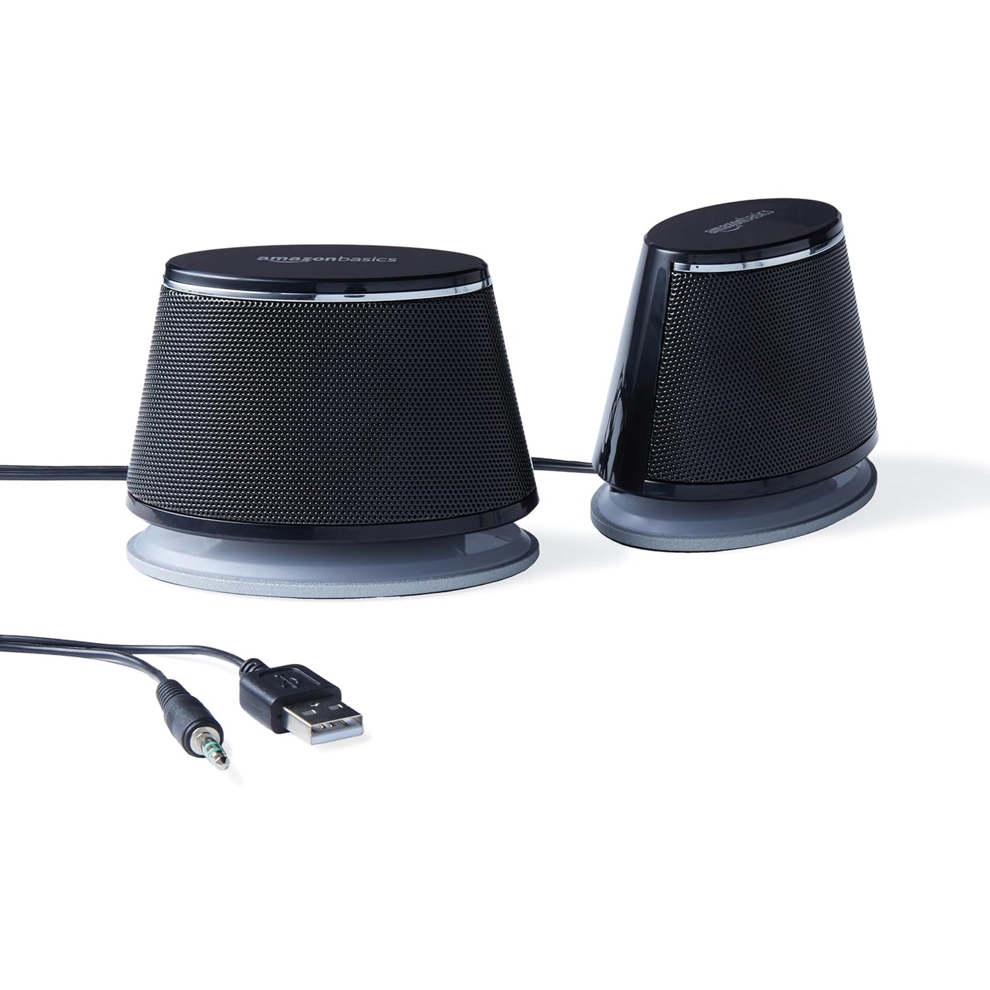 (Open Box) amazon basics Usb-Powered Pc Computer Speakers With Dynamic Sound | Black, 2.4 Watts