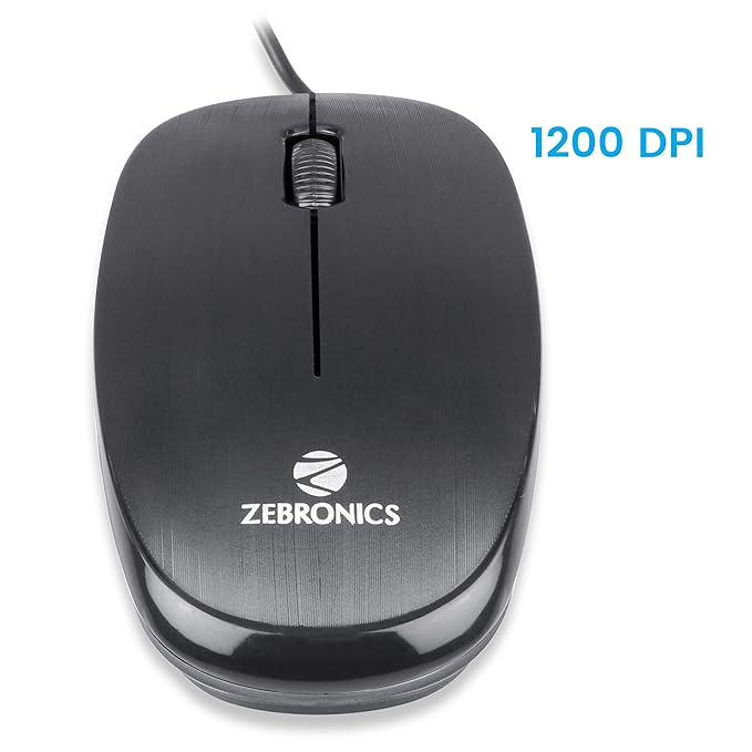 (Open Box) Zebronics Zeb-Power Wired USB Mouse, 3-Button, 1200 DPI Optical Sensor, Plug & Play, for Windows/Mac