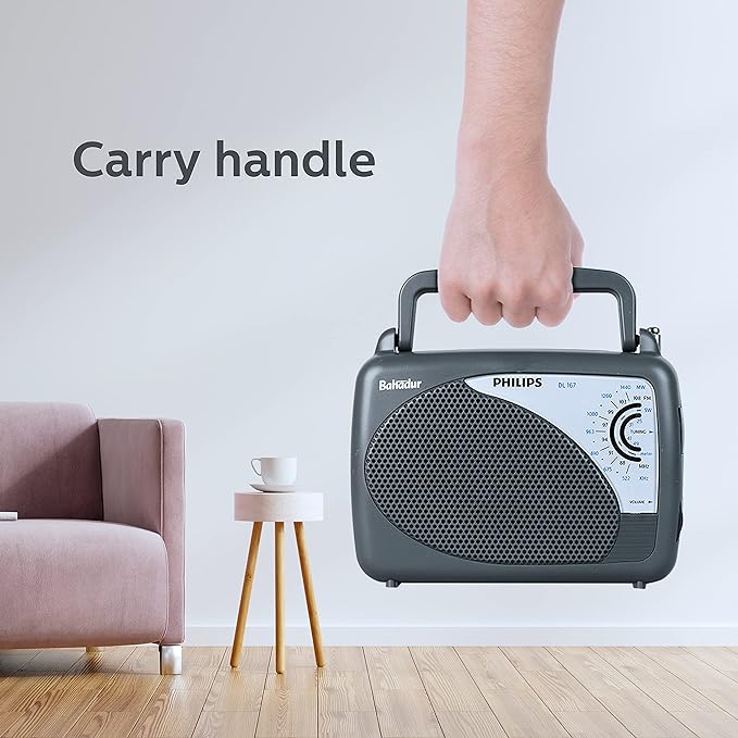 (Open Box) Philips Radio DL167/94 with MW/SW/FM Bands, 2xR20 (UM1),External 3V DC (Optional)