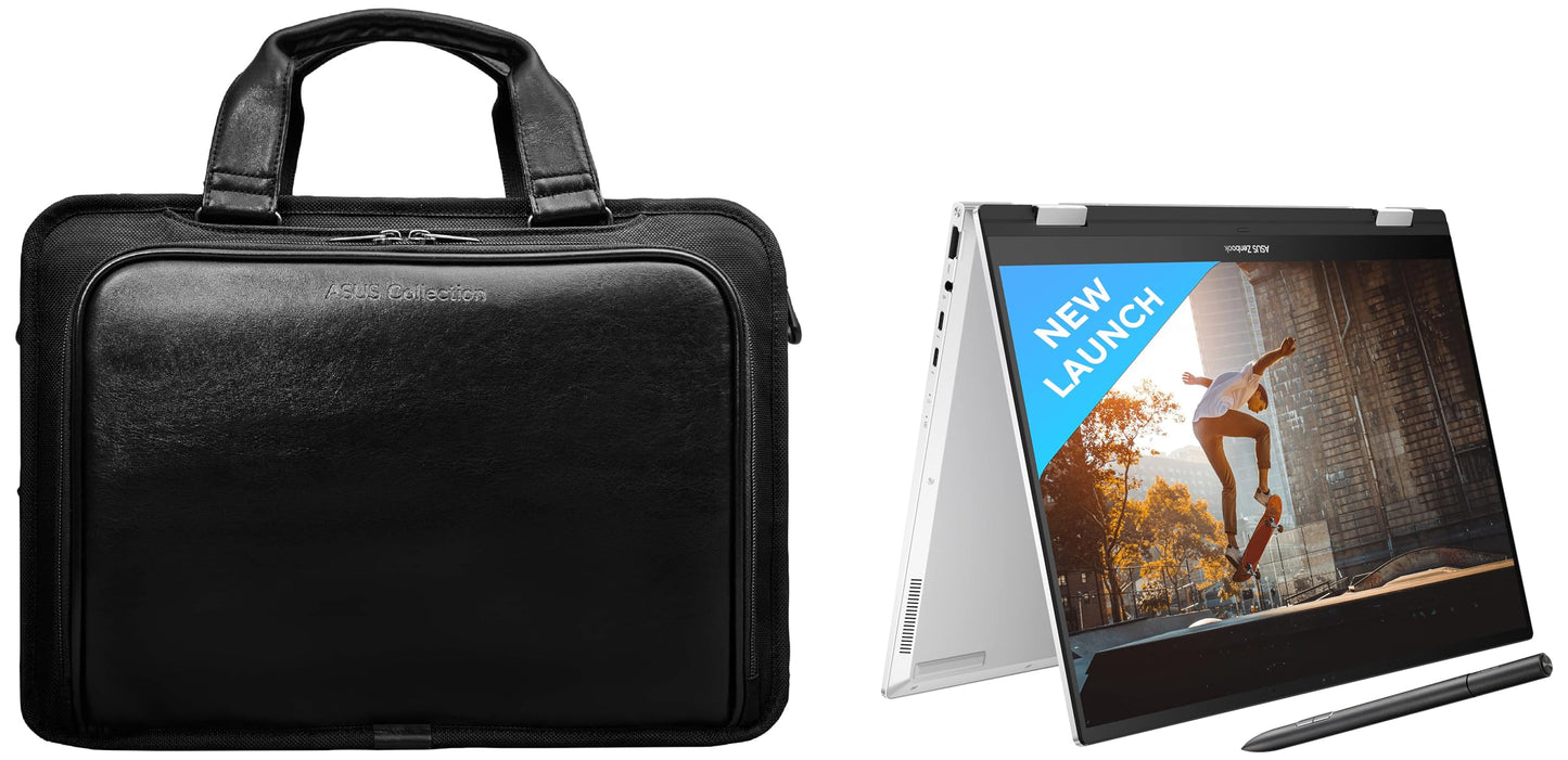(Brand Refurbished) ASUS Zenbook 14 Flip OLED (2023), Intel Core Evo I7-1360P 13Th Gen, 14" (35.56 Cm) 2.8K 90Hz OLED, (16Gb Ram & 1Tb Ssd), Up3404Va-Kn753Ws Eos 2 Messenger Bag (Black) - Windows