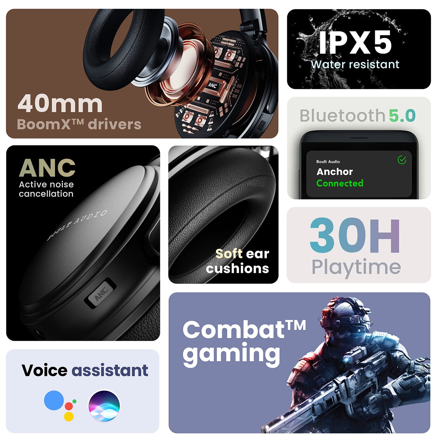 (Open Box) Boult Audio Bass Buds Q2 Lightweight Stereo Wired Over Ear Headphones Set with Mic with Deep Bass, Comfortable Ear Cushions, & Long Cord (Black)