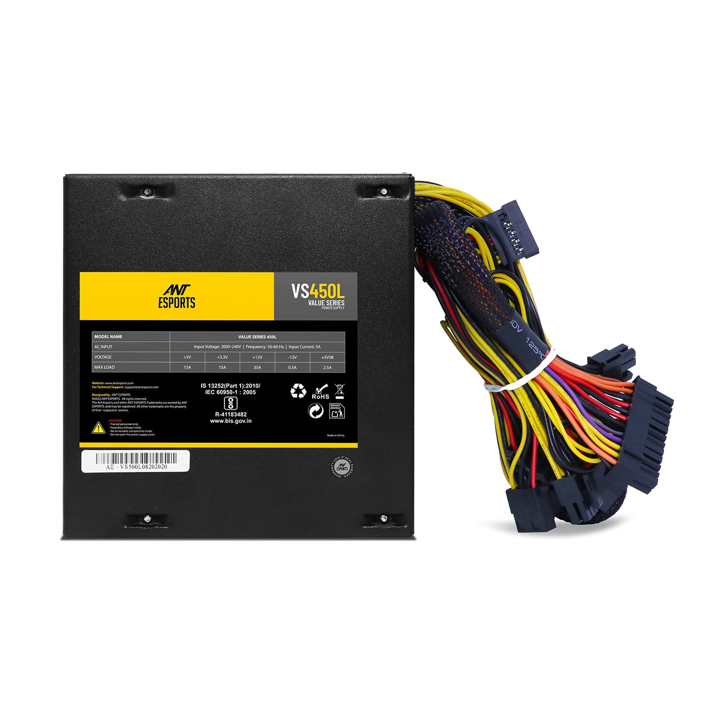 (Open Box)Ant Esports VS450L Non-Modular High Efficiency Gaming Power Supply/PSU with 1 x PCIe and 120mm Silent Fan