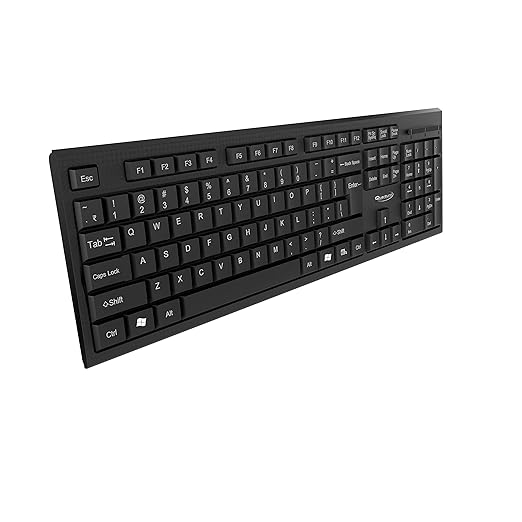 (Open Box) Quantum QHM-7406 Full-Sized Keyboard with (‰â?) Rupee Symbol, Hotkeys and 3-pieces LED function for Desktop/Laptop/Smart TV Spill-Resistant Wired USB Keyboard with 10 million keystrokes lifespan (Black)