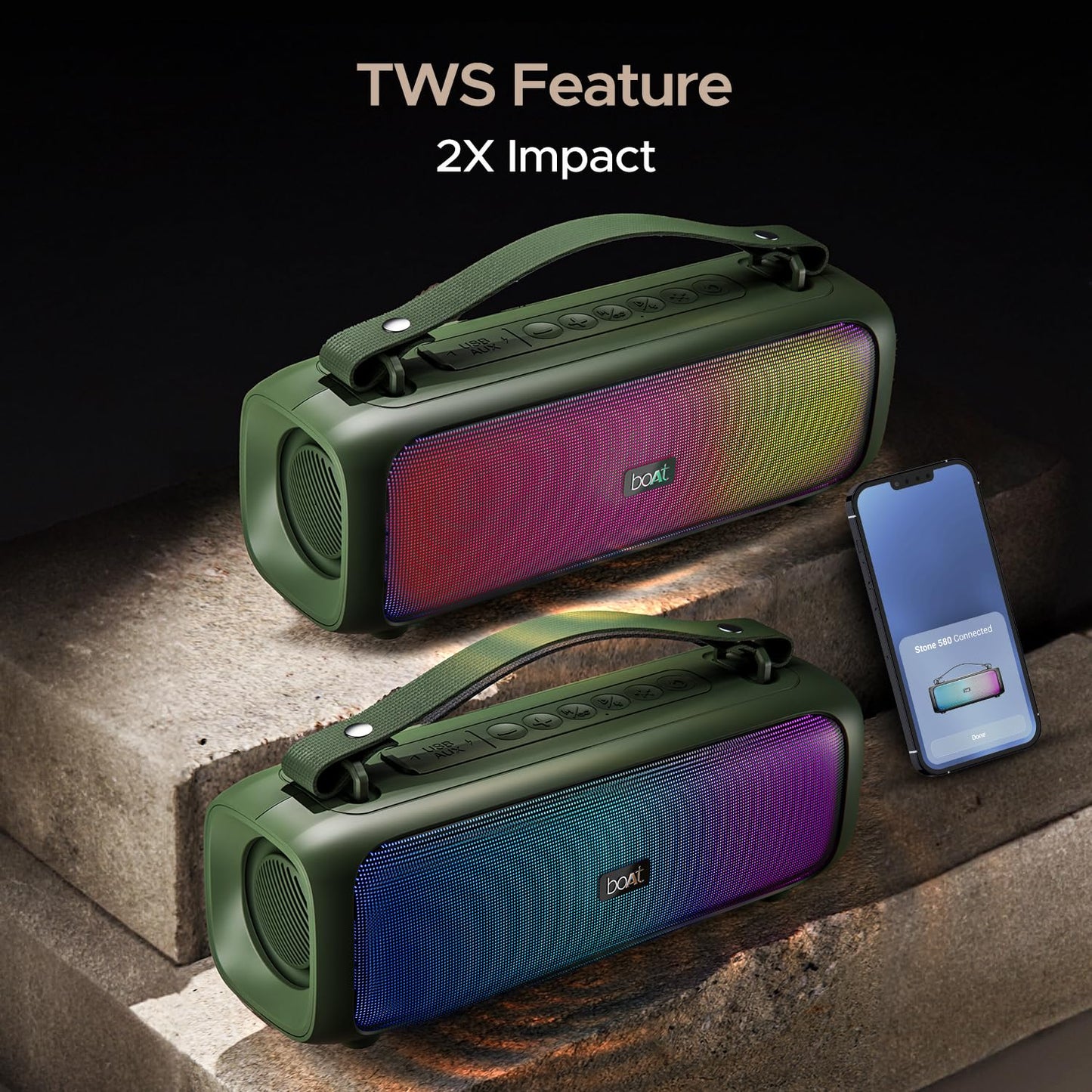 (Open Box) Stone 580 Speaker, Pine Green