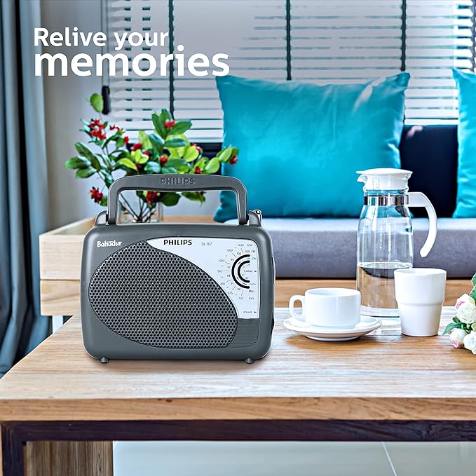 (Open Box) Philips Radio DL167/94 with MW/SW/FM Bands, 2xR20 (UM1),External 3V DC (Optional)