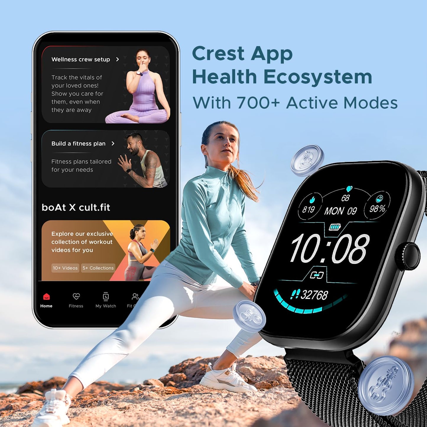 (Open Box) boAt Wave Sigma w/ 2.01" (5.1 cm) HD Display,Bluetooth Calling, Coins, DIY Watch Face Studio, 700+ Active Modes, HR&SpO2 Monitoring, Energy and Sleep Scores, Smart Watch for Men & Women(Active Black)