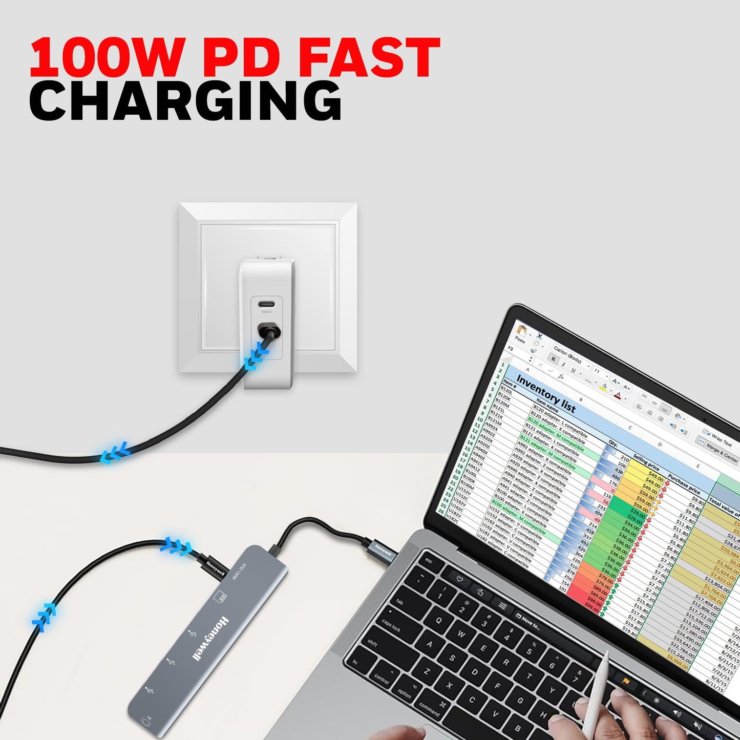 (Open Box) Honeywell Newly Launched 4in1 Ultra Slim Multiport Type C Hub to 1xUSB 3.0 & 3xUSB 2.0 Ports,30cms(1 feet) Cable,DataTransfer Speed Upto 5GBPS,Universally Compatible with All USB,PC,Speaker,Laptop