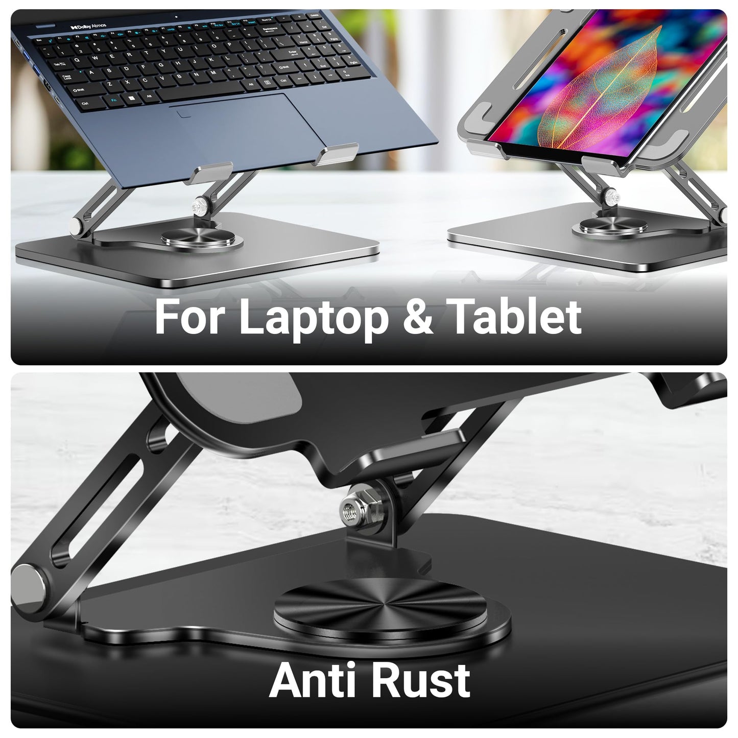 (OPEN BOX0)Zebronics NS3000 Portable Laptop & Tablet Stand Supports Upto 17” with Max. 5KG Support, Anti-Slip Silicone Pads, Foldable Design, Multi Angle Adjustment, Carbon Steel Body