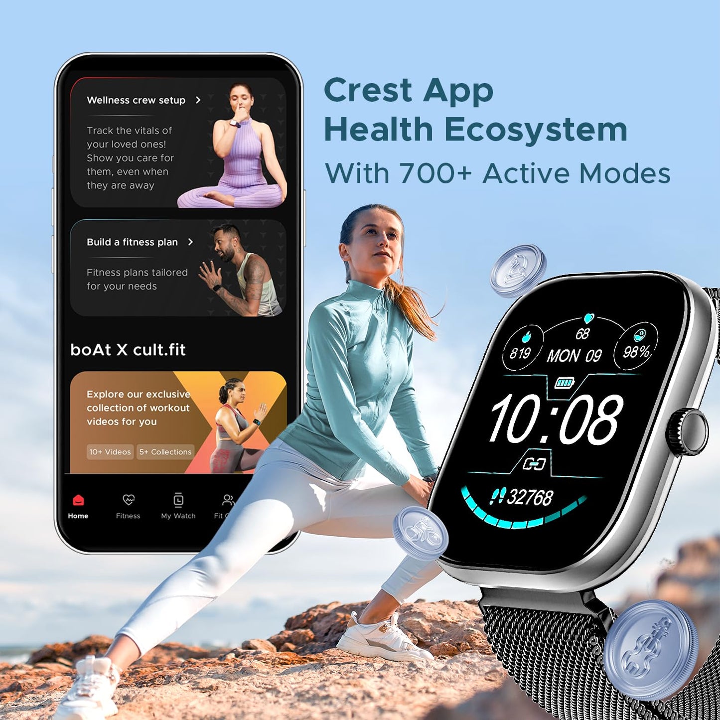 (Open Box) boAt Wave Sigma w/ 2.01" (5.1 cm) HD Display,Bluetooth Calling, Coins, DIY Watch Face Studio, 700+ Active Modes, HR&SpO2 Monitoring, Energy and Sleep Scores, Smart Watch for Men & Women(Active Black)