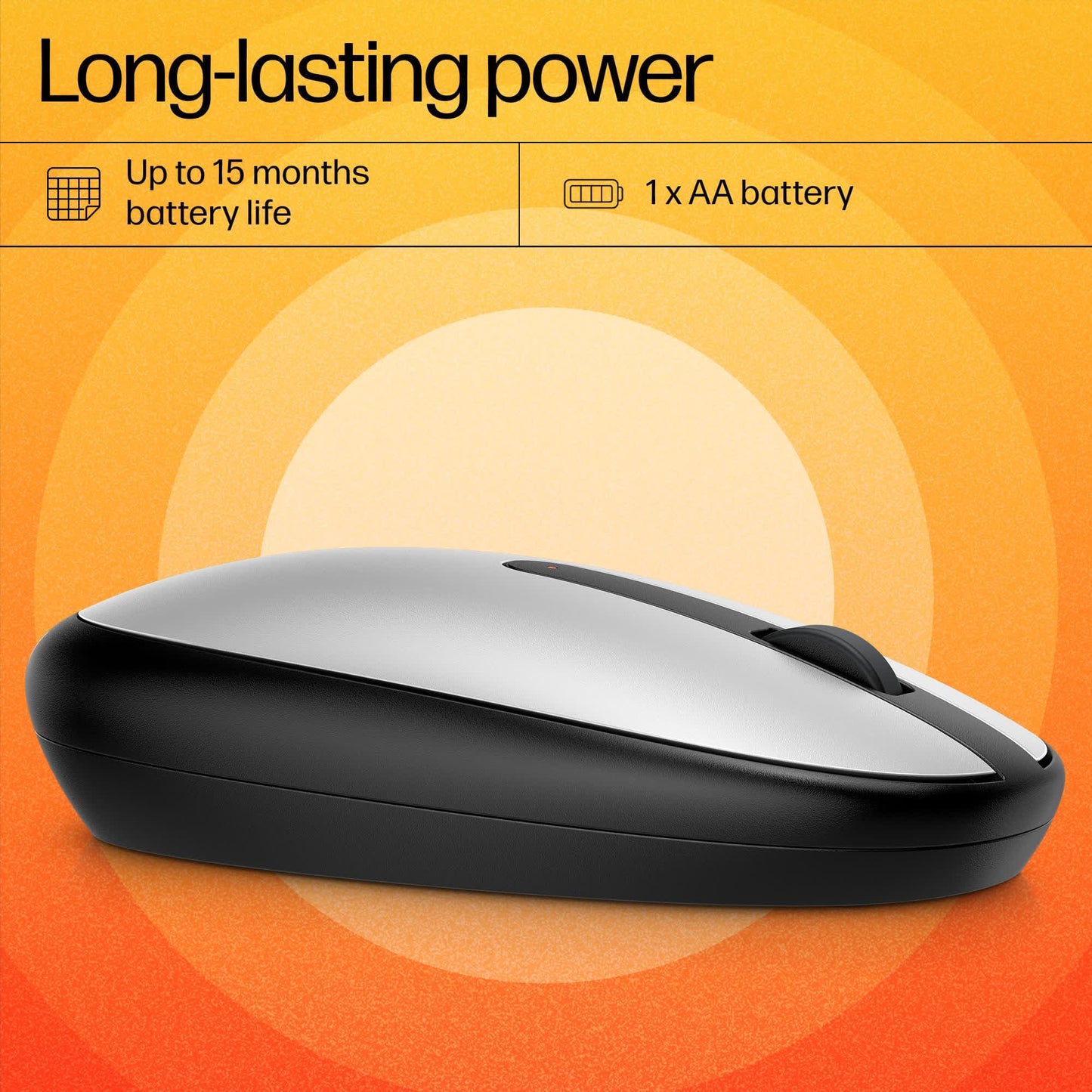 (Open Box) HP 240 Bluetooth Mouse/Ambidextrous; Compact Size; Portable Mouse/Red Optical Tracking/1600 dpi/3 Years Warranty/Pike Silver (43N04AA)