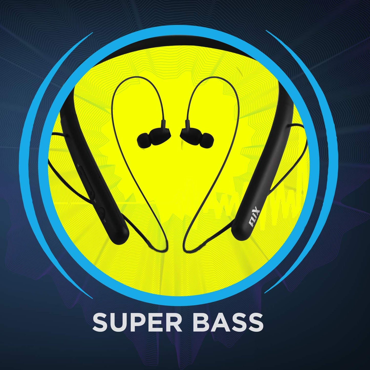 (Open Box) FLiX (Beetel Blaze 200 Wireless Bluetooth in Ear Collar Neckband Earphones with mic and Vibration Alert,Extra Thumping Super Bass,Upto 200H Stand by, Premium Metal Magnetic Tips (Black)(XNB-N105)