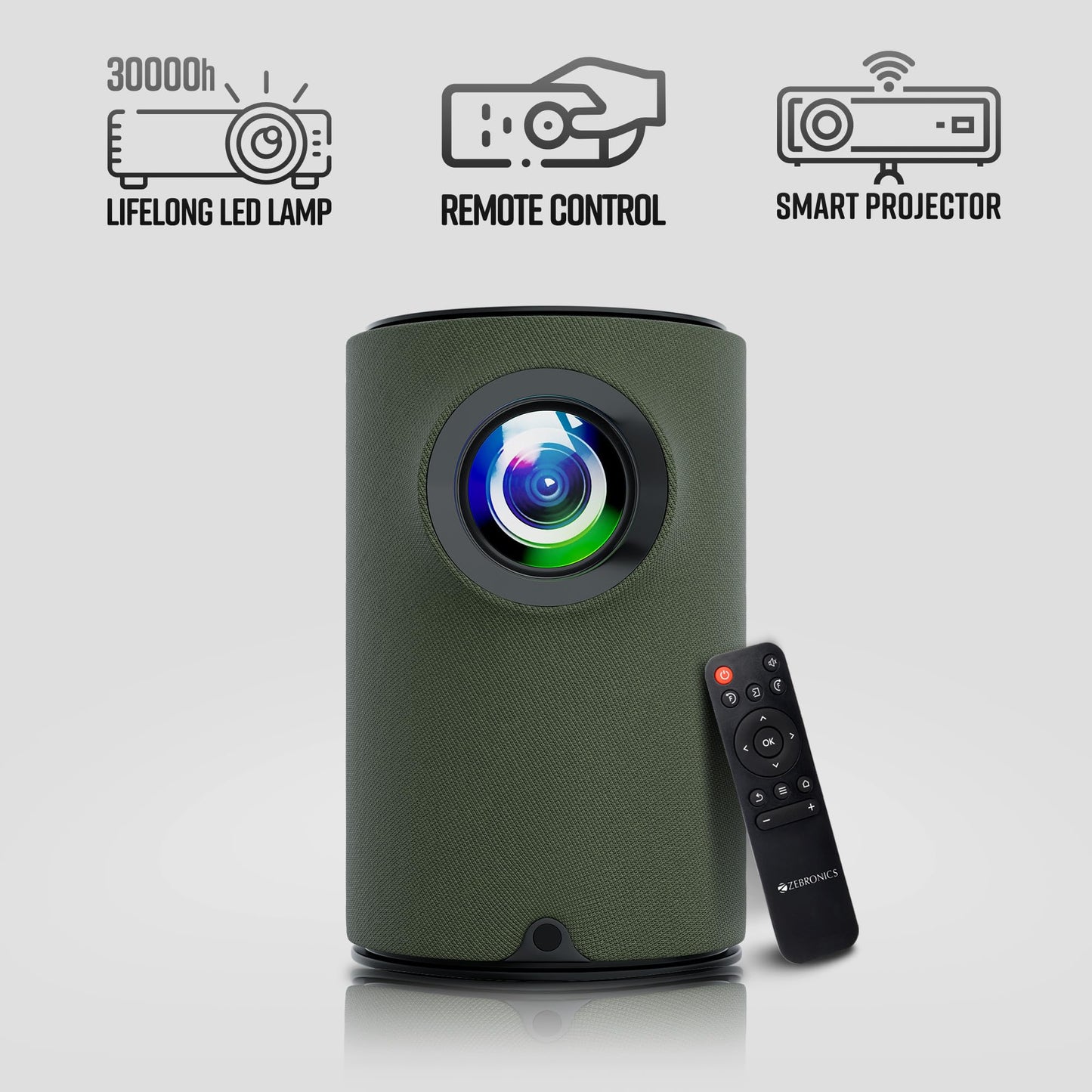 (Open Box) ZEBRONICS PIXAPLAY 22, Smart Projector, 3400 Lumens, 4K Support,160 Inch Screen Size, Supports Bluetooth, HDMI, USB, WiFi, 720p Native, Powerful Speaker, Electronic Focus, APP Support, Miracast
