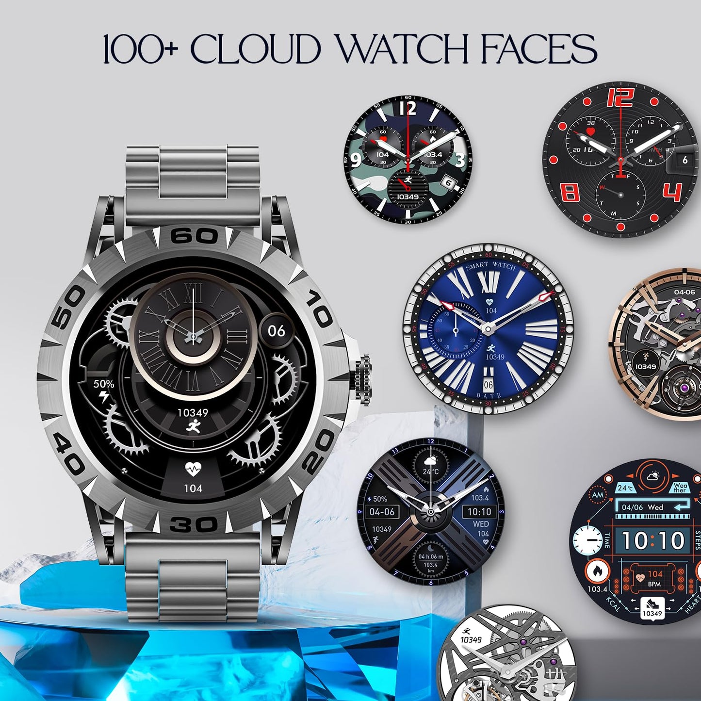 (Open Box) boAt Enigma Z30 w/ 1.39" (3.5 cm) HD Display, Bluetooth Calling,Luxurious Metal Body, HR&SpO2Monitoring, Functional Crown, Widget Control, 100+ Cloud Watch Faces, IP67(Classic Silver)