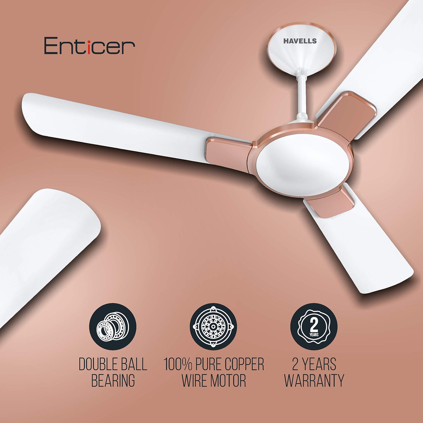 Havells 1200 mm FAN ENTICER ES BEIGE COPPER, 2 Star