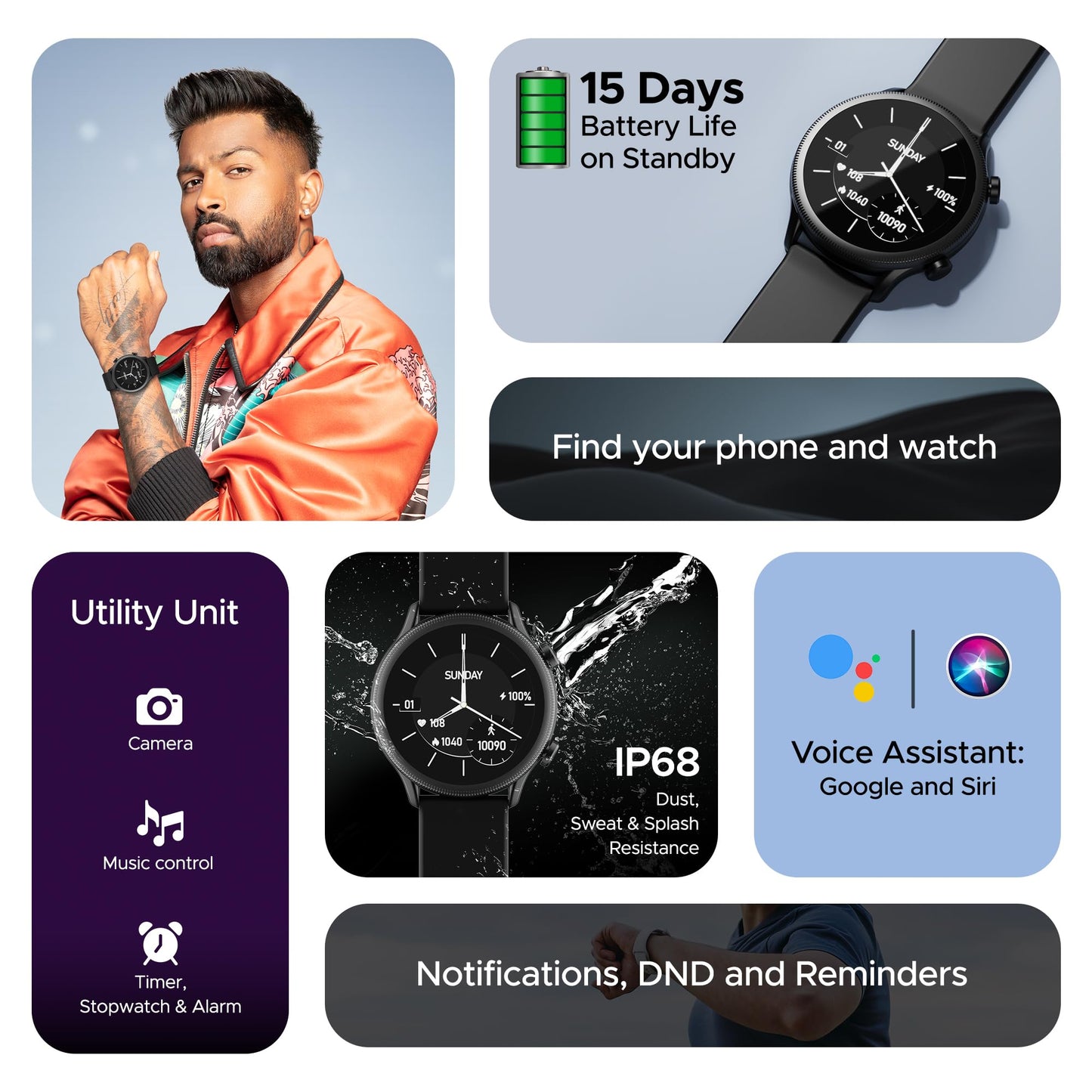 (Without box)boAt Lunar Orb w/ 1.45" (3.6 cm) AMOLED Display, BT Calling, DIY Watch Face Studio, Coins, Crest App Health Ecosystem, Live Cricket & Football Scores, IP67, Smart Watch for Men & Women(Active Black)