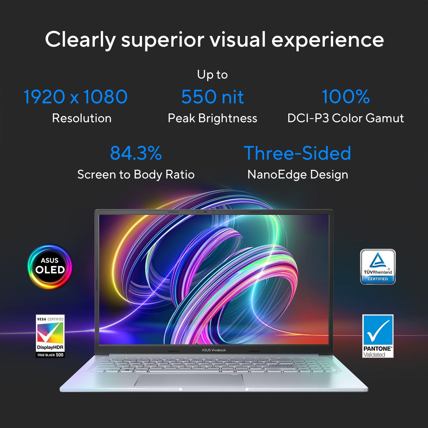 (Brand Refurbished)ASUS Vivobook 15X OLED (2023), Intel Core i5-1340P 13th Gen, 15.6" (39.62 cm) FHD OLED, Thin & Light Laptop (16GB/512GB SSD/Iris Xᵉ Graphics/Win 11/Office 2021/Silver/1.6 kg), K3504VA-LK542WS