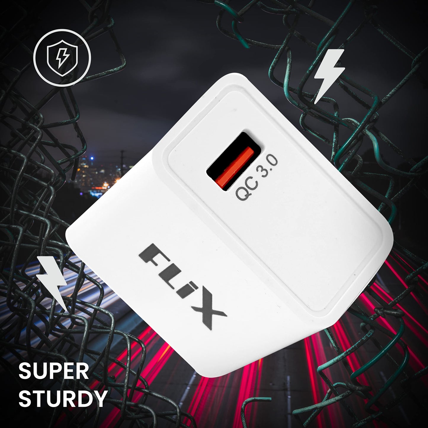 (Open Box) FLiX (Beetel) Storm 33W PD & QC Dual Port Wall Charger,USB Type A & Type C Output Widely Compatible for All Android & IOS Devices,Enhanced Safety,Light Weight & Compact,with Type C Cable (White–SD133)