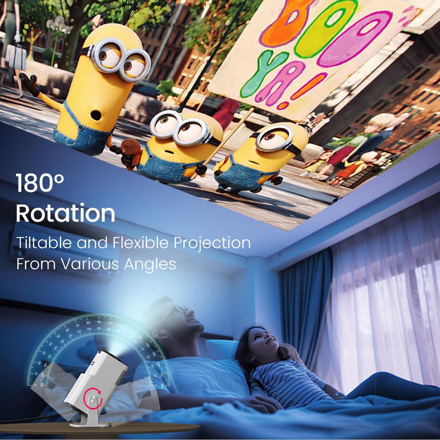 (Open Box) Portronics Beem 440 Smart LED Projector with 720p HD Resolution, Rotatable Design, Built-in Streaming Apps (Netflix, Prime Video, Hotstar), 2000 Lumens, Screen Mirroring, 3 Watts Speaker (White)