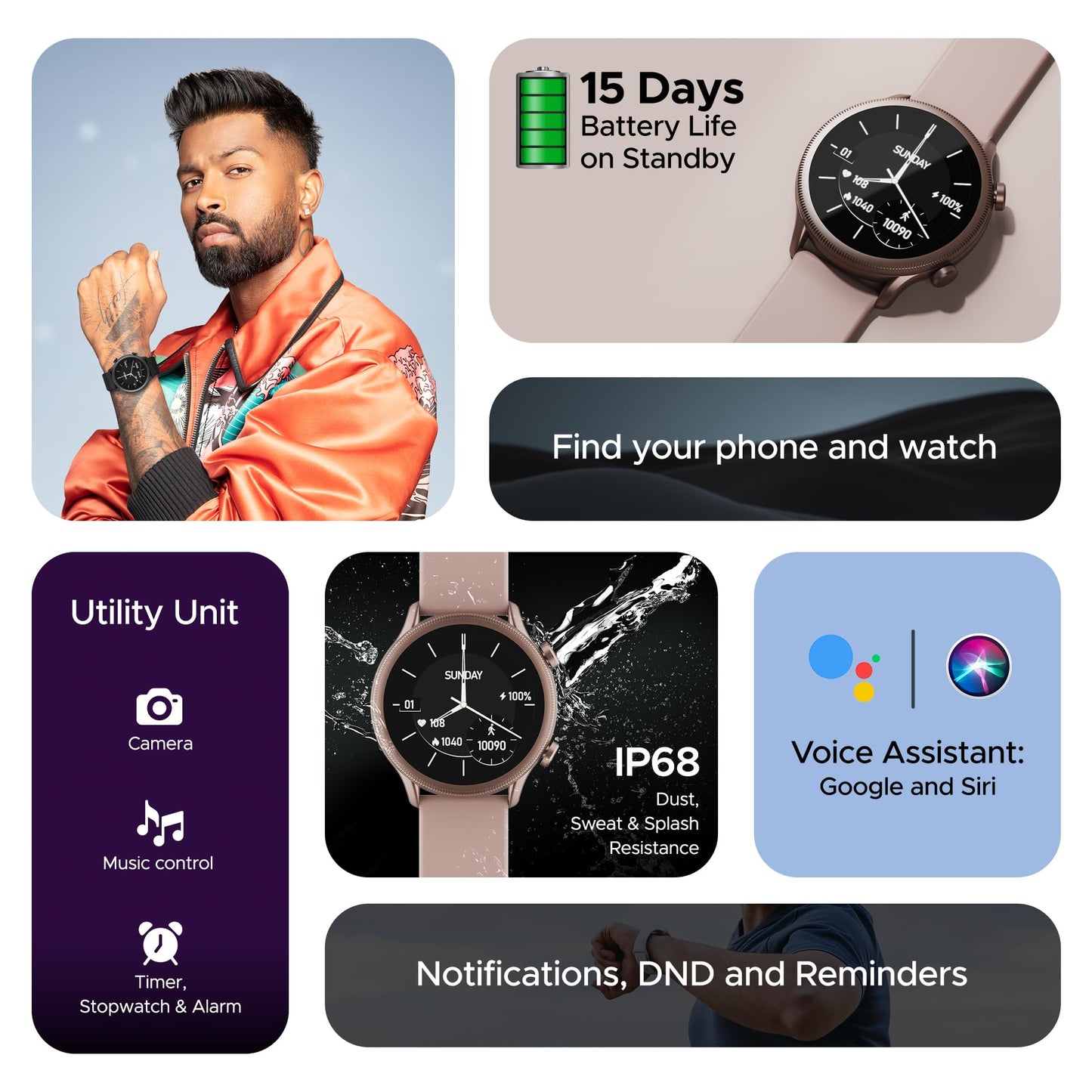 (Without box)boAt Lunar Orb w/ 1.45" (3.6 cm) AMOLED Display, BT Calling, DIY Watch Face Studio, Coins, Crest App Health Ecosystem, Live Cricket & Football Scores, IP67, Smart Watch for Men & Women(Active Black)