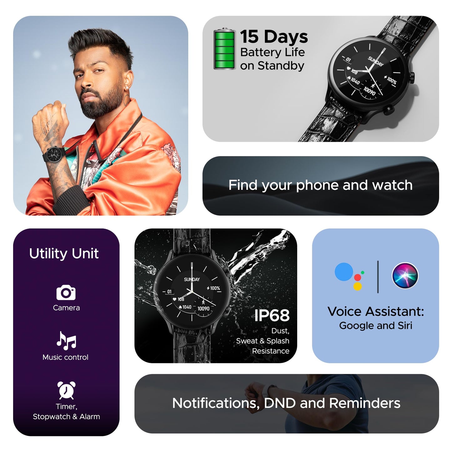 (Without box)boAt Lunar Orb w/ 1.45" (3.6 cm) AMOLED Display, BT Calling, DIY Watch Face Studio, Coins, Crest App Health Ecosystem, Live Cricket & Football Scores, IP67, Smart Watch for Men & Women(Active Black)