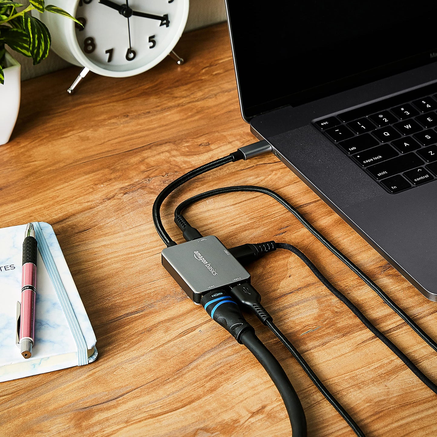 (Open Box) amazon basics 4-in-1 USB Type C Adapter (Grey) Port