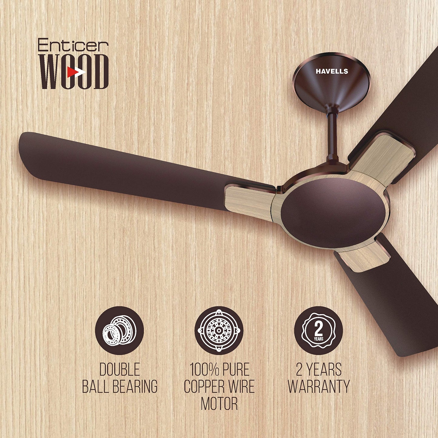Havells 1200 mm FAN ENTICER ES BEIGE COPPER, 2 Star