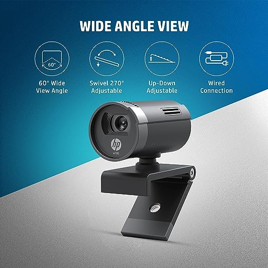 (Open Box) HP w100 480P 30 FPS Digital Webcam with Built-in Mic, Plug and Play Setup, Wide-Angle View for Video Calling on Skype, Zoom, Microsoft Teams and Other Apps (Black)