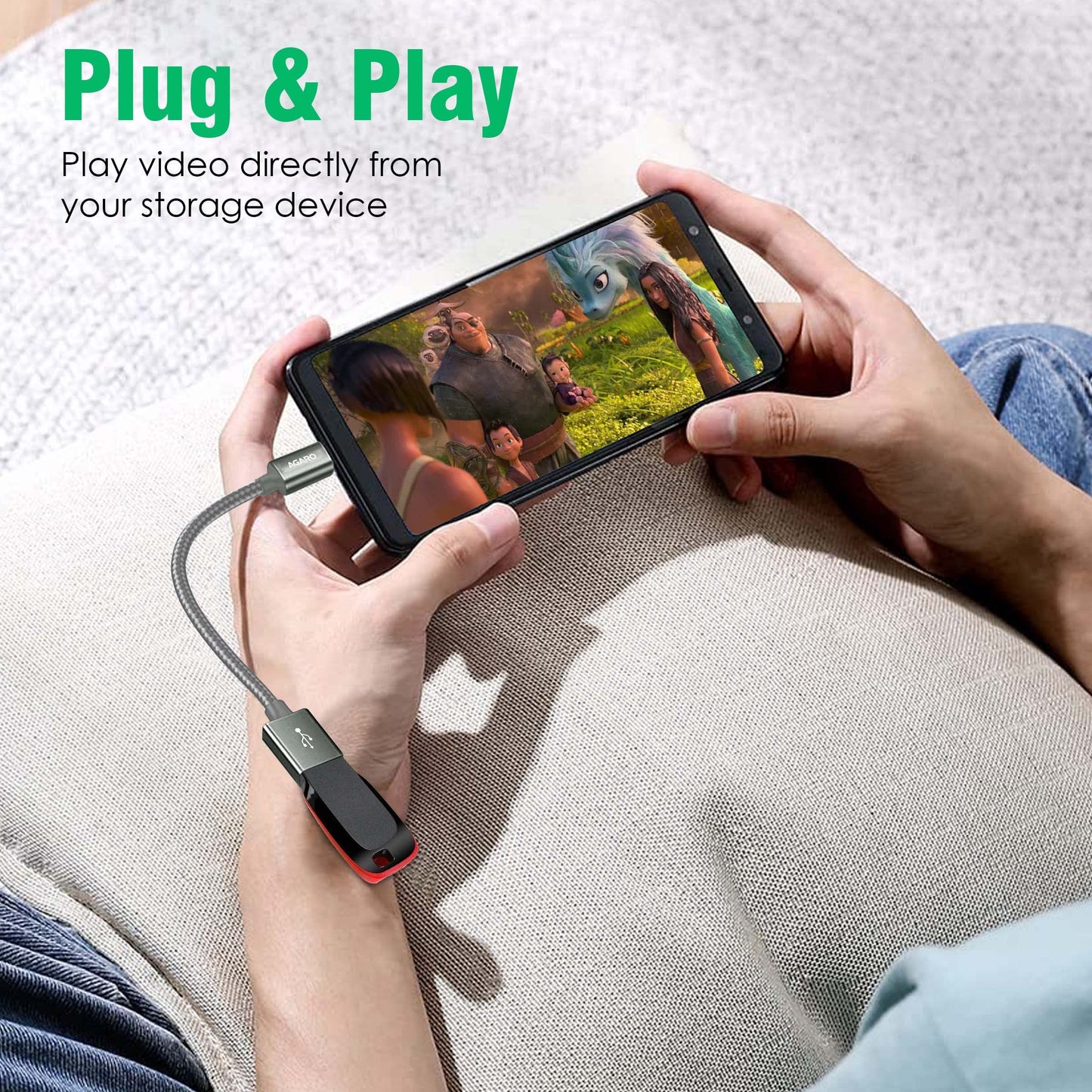 AGARO Micro USB to USB A Female OTG Adapter- (Metallic Grey)