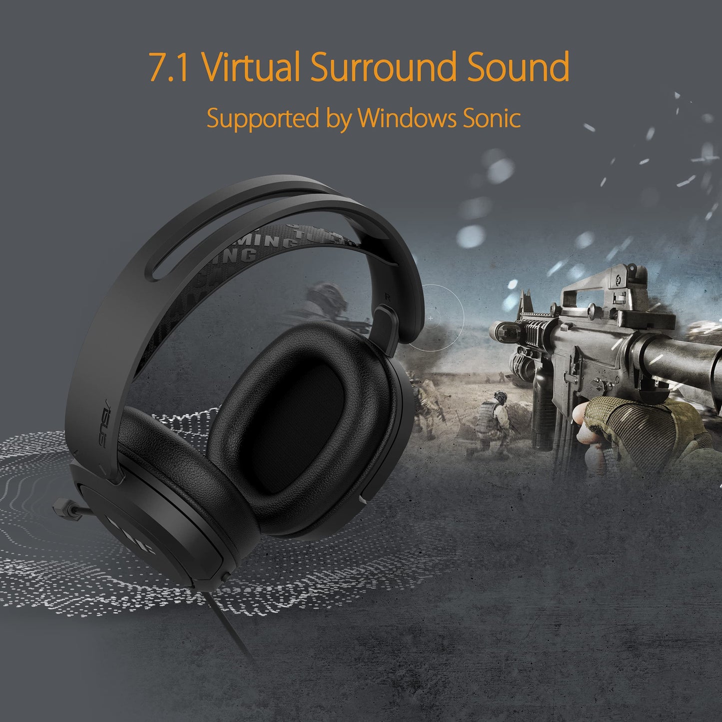 (OPEN BOX) Asus Tuf Gaming H1 Wired Headset | Discord Certified Mic, 7.1 Surround Sound, 40Mm Drivers, 3.5Mm, Lightweight, For Pc, Switch, Ps4, Ps5, Xbox One, Xbox Series X | S, And Mobile Devices Black-Over Ear