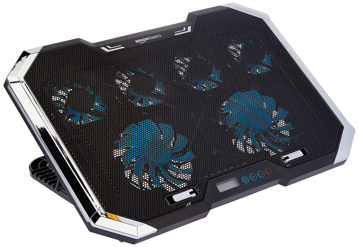 (Open Box) Amazon Basics Laptop Cooling Pad, USB Powered Portable Gaming Laptop Cooler Stand | Quiet 2 Fans with Blue LED Light | 2 Viewing Angles | Slim Chill Mat for 10 to 15.6-Inch Laptops