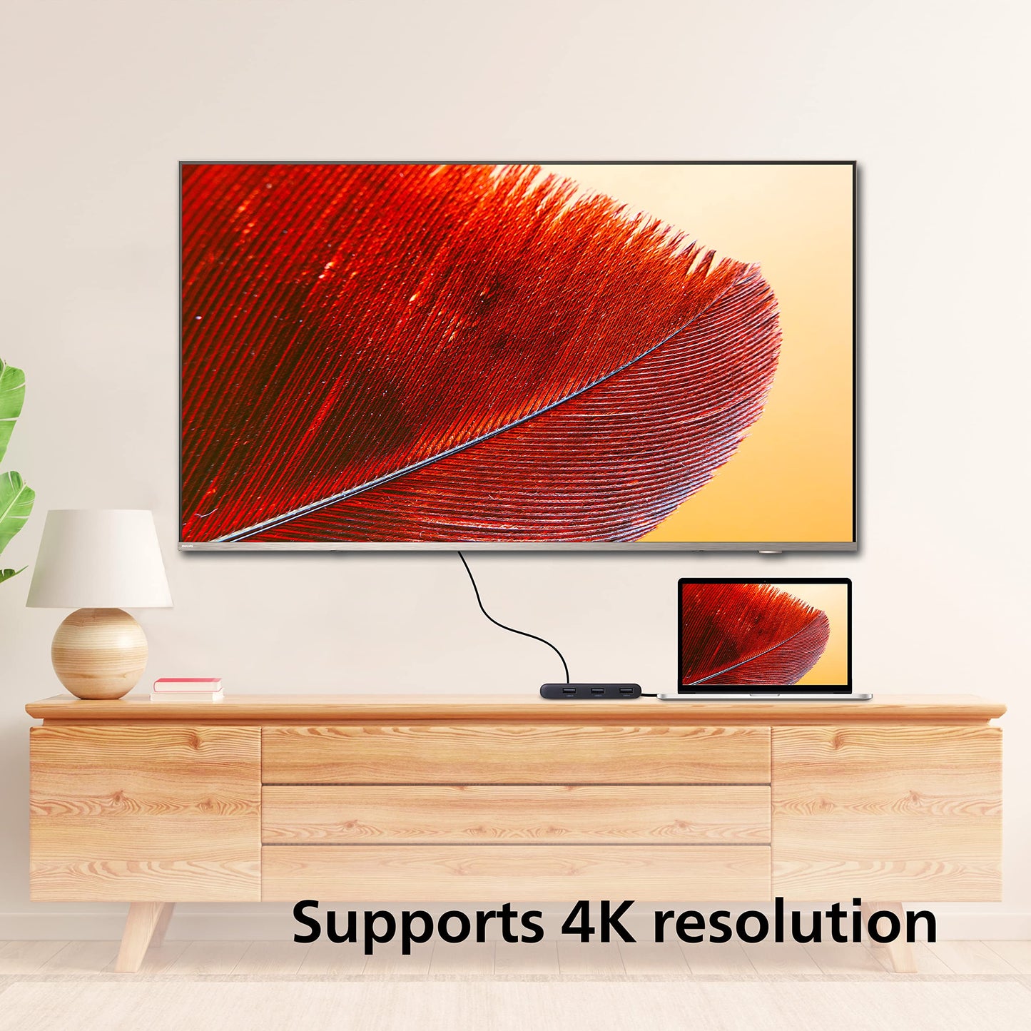 (Open Box) PHILIPS 7 in 1 USB Type C to HDMI 4K 30Hz + 3 x USB A + PD (max 60W) + Micro SD Card Slot + SD Card Slot Dock Adapter for MacBook, Windows OS, iPad, Chromebook, Surface, Android Type C Port Devices