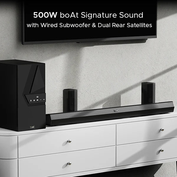 (Open Box) boAt Aavante Bar 3500 with Bass & Treble Controls, EQ Modes & Master Remote Control 500 W Bluetooth Soundbar (Premium Black, 5.1 Channel)