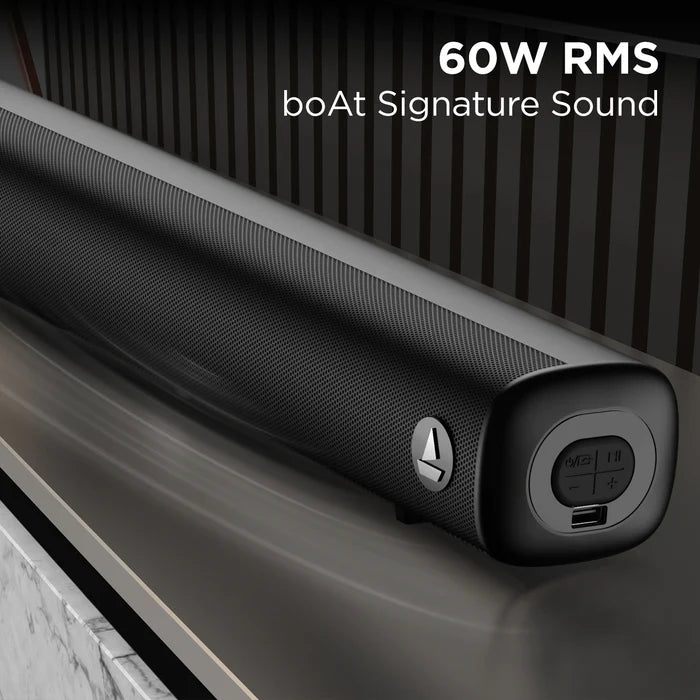 (Open Box) boAt Aavante Bar Tune Soundbar with 60W RMS Signature Sound, 2.0 Channel, Multi-Connectivity Modes, BT v5.3, EQ Modes, Bass & Treble Controls & Remote Control (Jade Black)