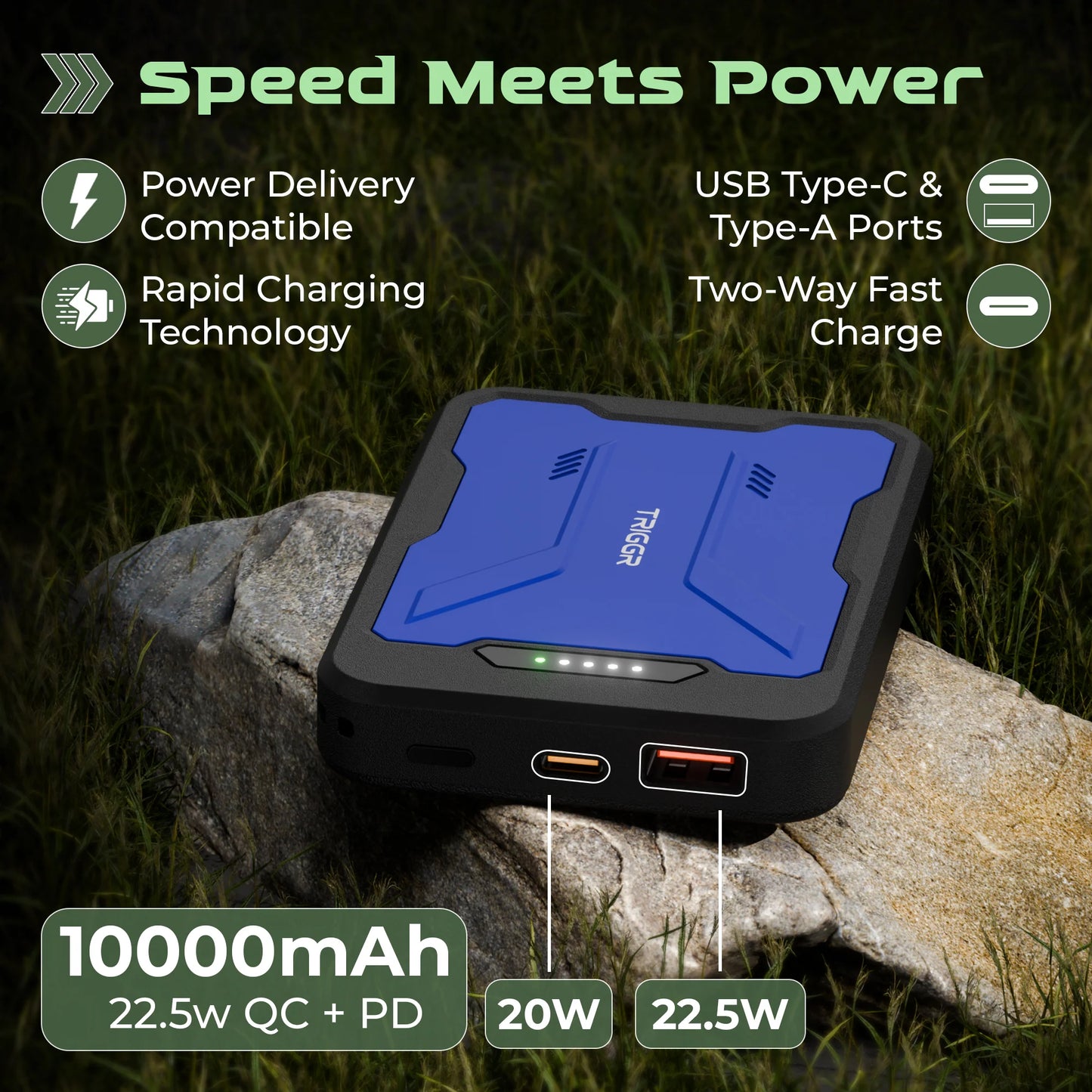 (Open Box) TRIGGR 10000 mAh 22.5 W Pocket Size Power Bank